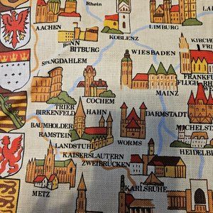 vintage 1983 Deutschland map print tea towl to hang
